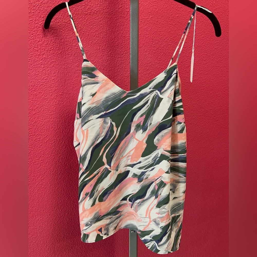 Nine West Green, Peach & White Marble Satin Cami